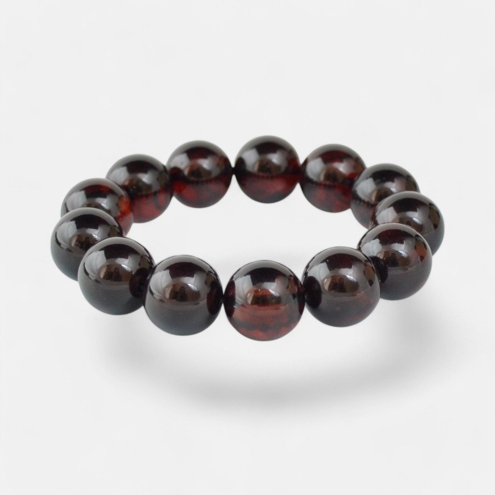 Pressed amber bracelet 16 mm Gemstone beads-Amber bracelets-Home