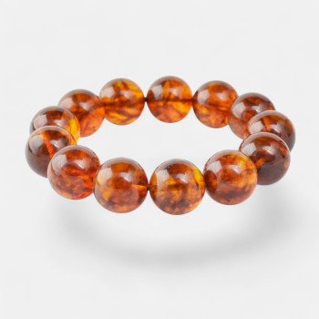 Pressed Amber Bracelet 16mm round beads-Amber bracelets-Home