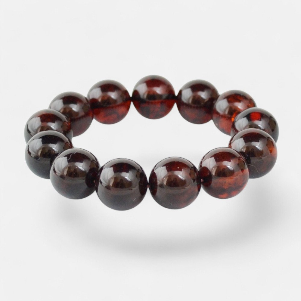 15 mm Amber bracelet Pressed Beads - Birthday gift-Amber bracelets-Home