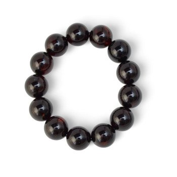 15mm round cherry amber bracelet Pressed beads-Amber bracelets-Home