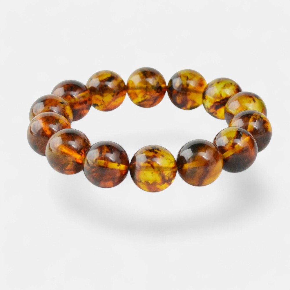 Baltic Amber Bracelet – 15mm round beaded bracelet-Amber bracelets-Home