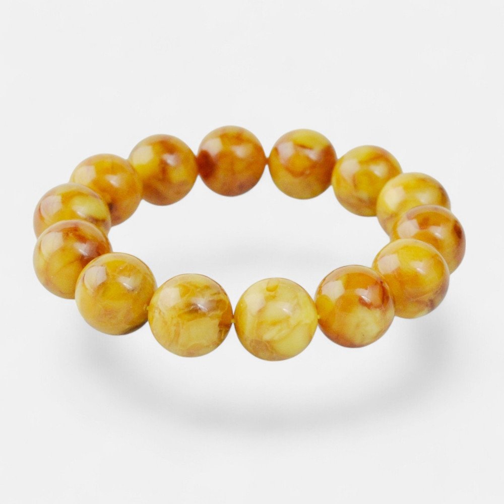 Baltic Amber Bracelet – caramel color amber 15 mm-Amber bracelets-Home