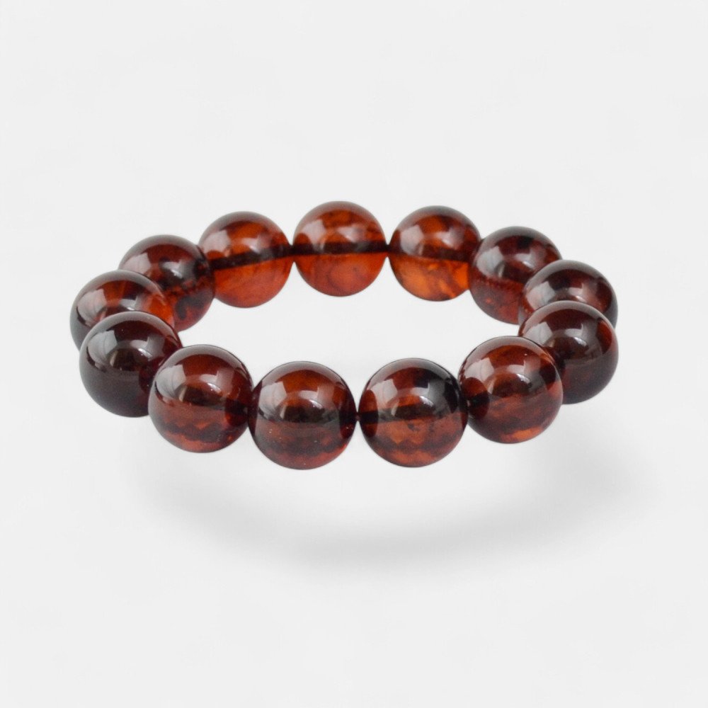 Luxurious Modified Amber Bracelet 15 mm round beads-Amber bracelets-Home