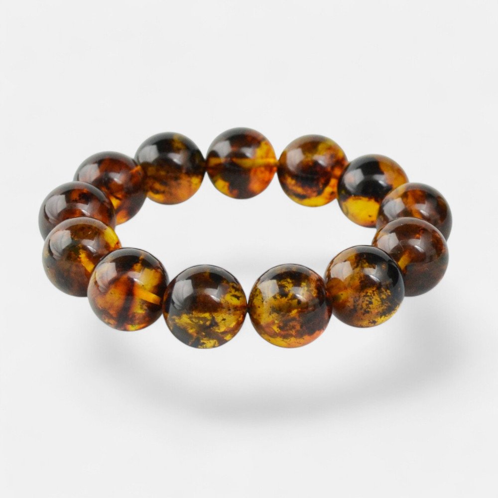 Modified Amber Bracelet - 15mm amber jewelry gift-Amber bracelets-Home