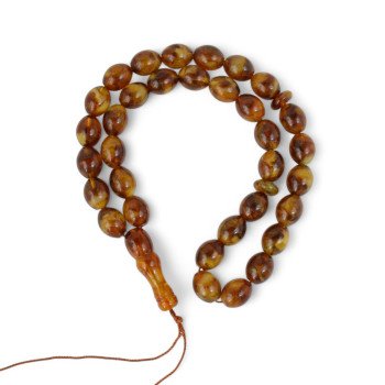 Amber Prayer Beads - Brown amber misbaha-Islamic Prayer rosary-Amber rosaries