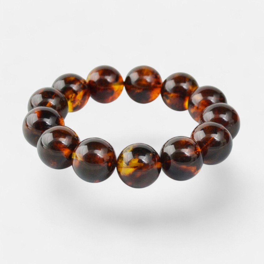 Modified Amber Bracelet - 15mm round beads - Gift idea-Amber bracelets-Home