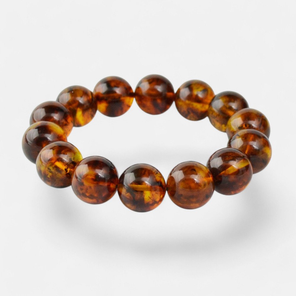 Modified Baltic amber bracelet 15mm - Resin amber-Amber bracelets-Home
