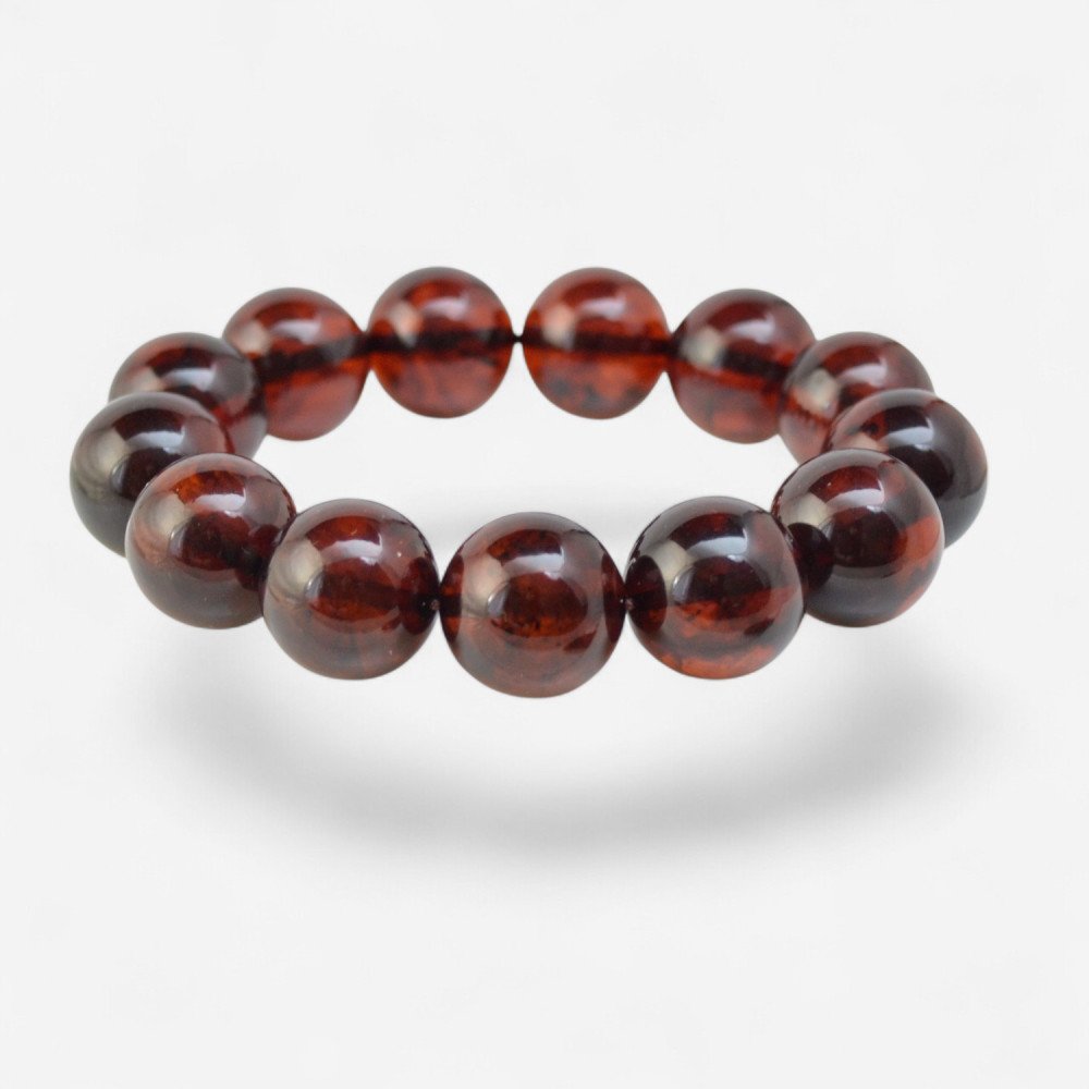 Modified Baltic amber bracelet Anniversary gift 15mm-Amber bracelets-Home