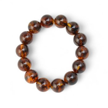 Pressed 15mm gemstone amber bracelet gift for him-Amber bracelets-Home