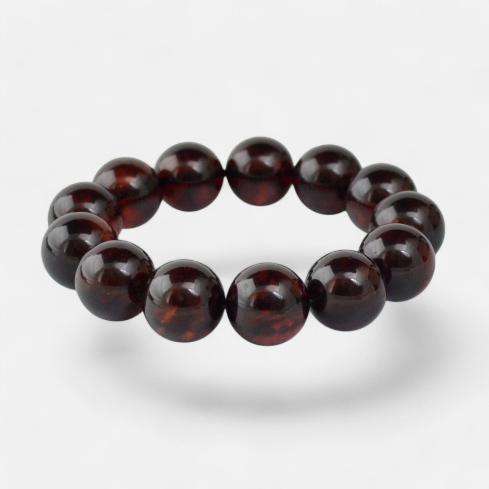Birthday husband gift - Pressed amber bracelet 15 mm-Amber bracelets-Home