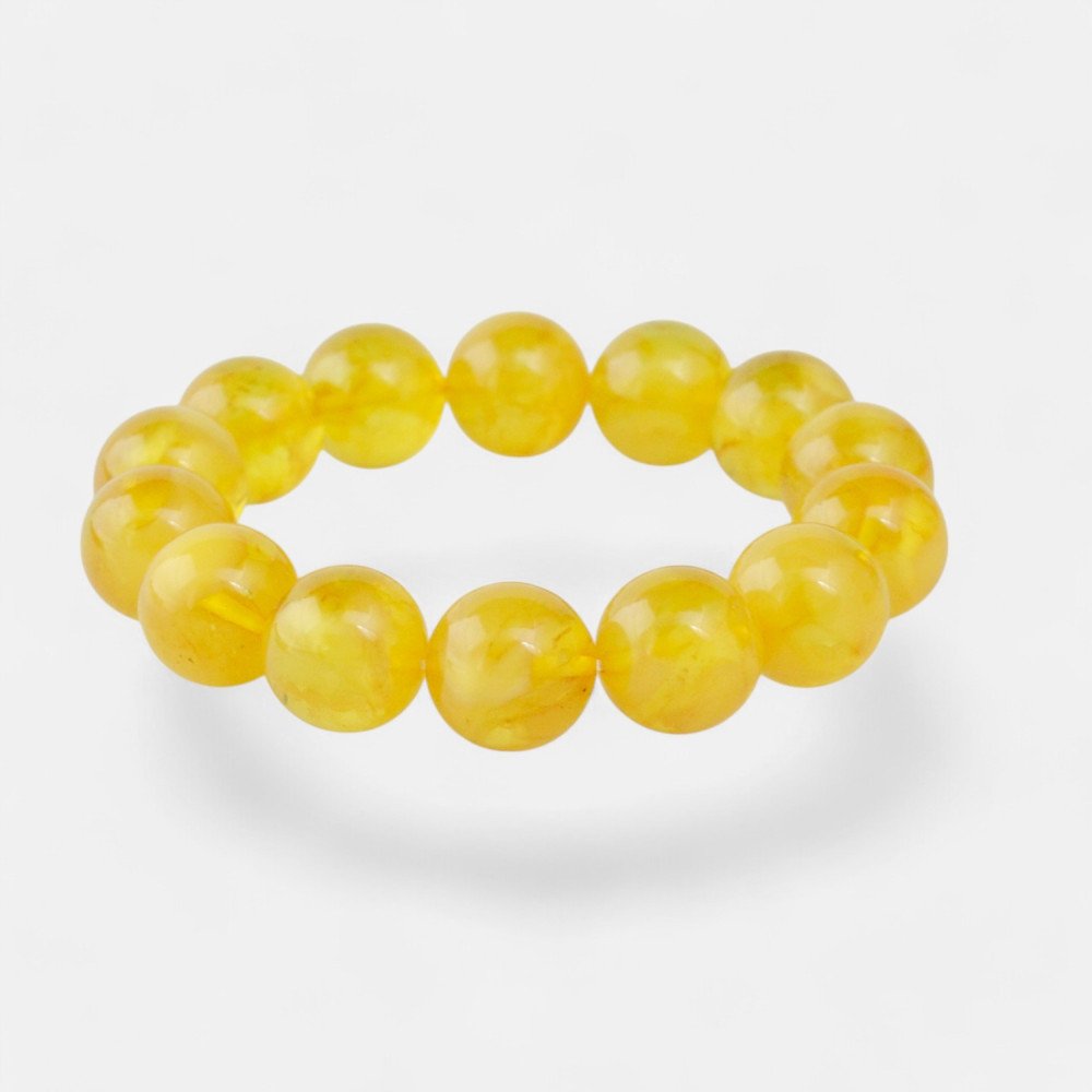 14mm Amber Beauty: Dazzling Pressed Bracelet-Amber bracelets-Home