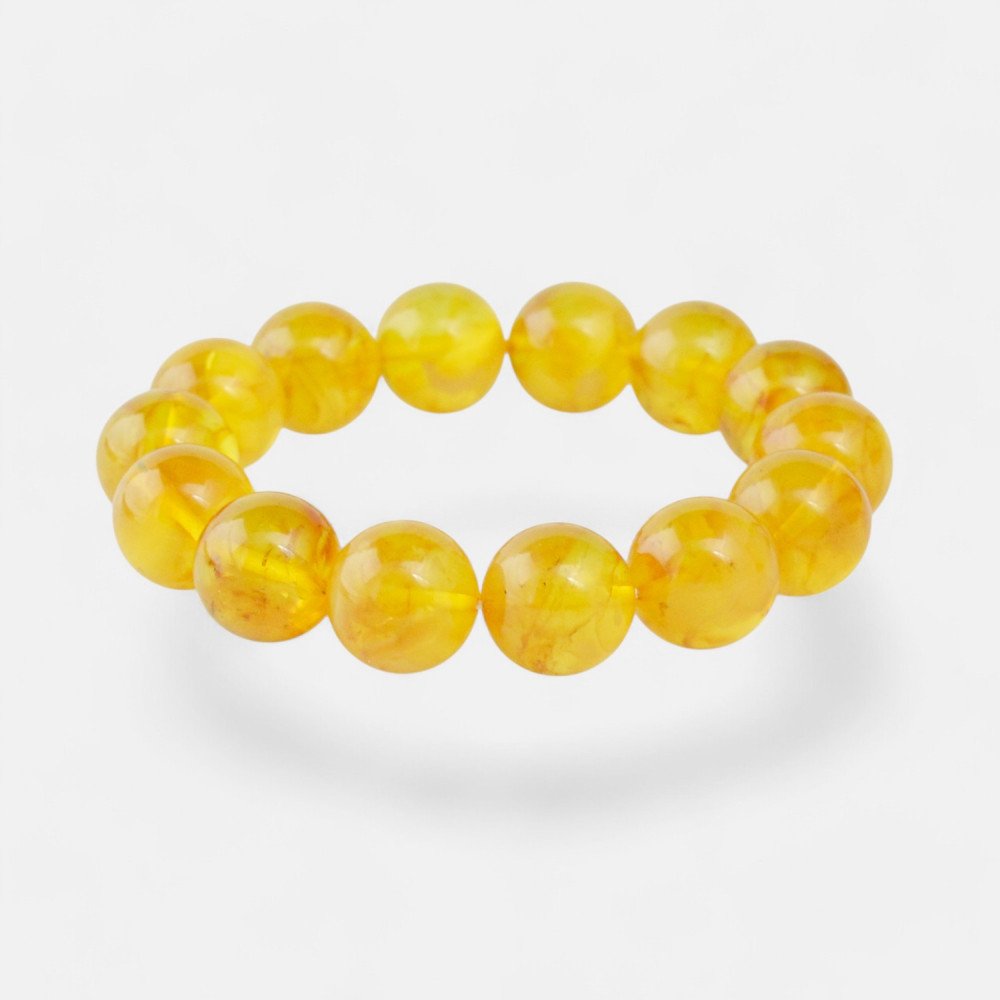 14mm pressed amber bracelet gift for her-Amber bracelets-Home