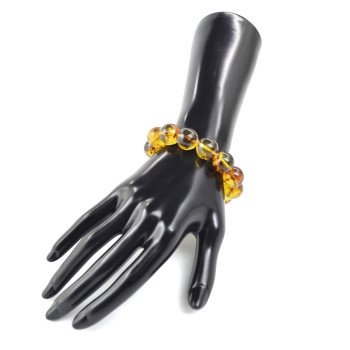 14mm Round amber bracelet with pressed beads-Amber bracelets-Home