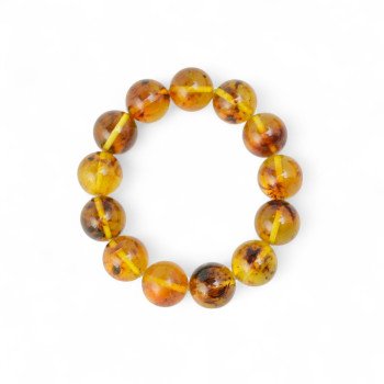14mm Round amber bracelet with pressed beads-Amber bracelets-Home