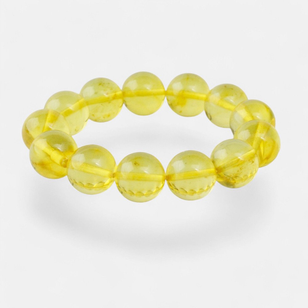 Pressed Modified Amber Bracelet - Yellow amber beads-Amber bracelets-Home