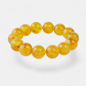 Modified Amber Bracelet 14mm round beads - Anniversary gift-Amber bracelets-Home