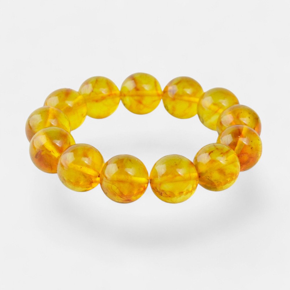 Honey Modified Baltic amber bracelet 14mm Gift idea-Amber bracelets-Home
