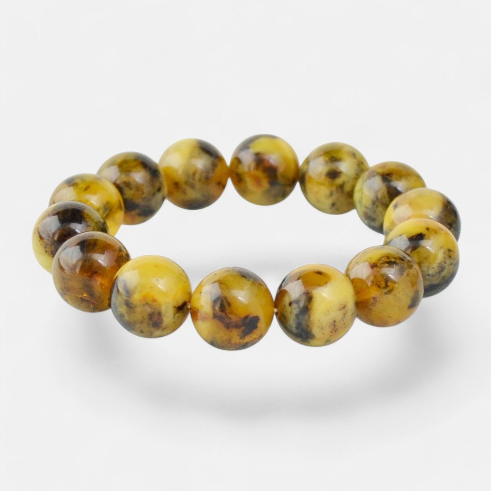 Pressed amber bracelet multicolor 14mm Beads-Amber bracelets-Home