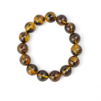 13mm amber bracelet round pressed beads-Amber bracelets-Home