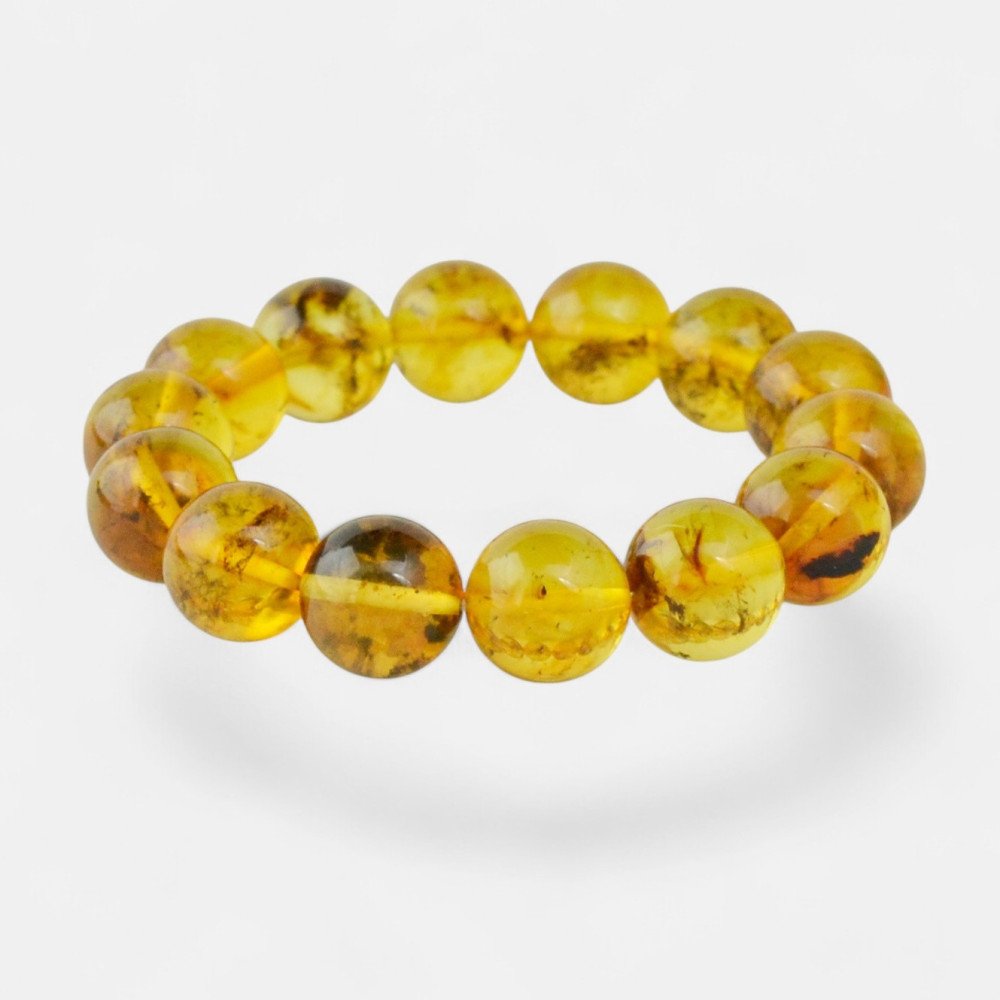 13mm Baltic amber bracelet round pressed beads-Amber bracelets-Home