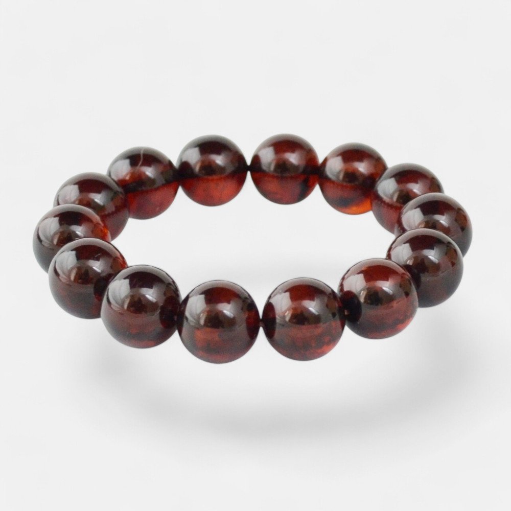 13mm pressed amber bracelet - jewelry gift idea-Amber bracelets-Home