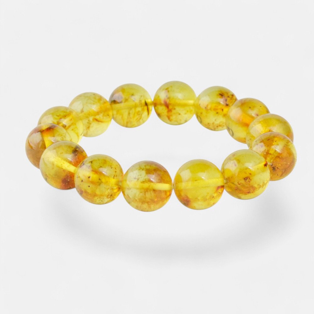 13mm Rich-Hued Amber Bracelet with Pressed Beads-Amber bracelets-Home