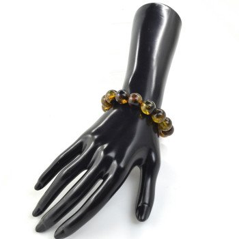 13mm Round amber bracelet with pressed beads-Amber bracelets-Home