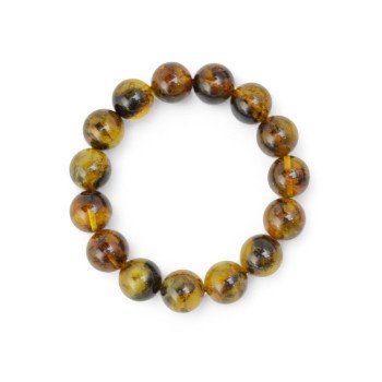 13mm Round amber bracelet with pressed beads-Amber bracelets-Home