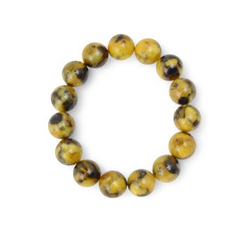 Green matt amber bracelet with pressed amber 13mm-Amber bracelets-Home