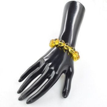 Modified Amber Bracelet Yellow Gemstone 13mm beads-Amber bracelets-Home