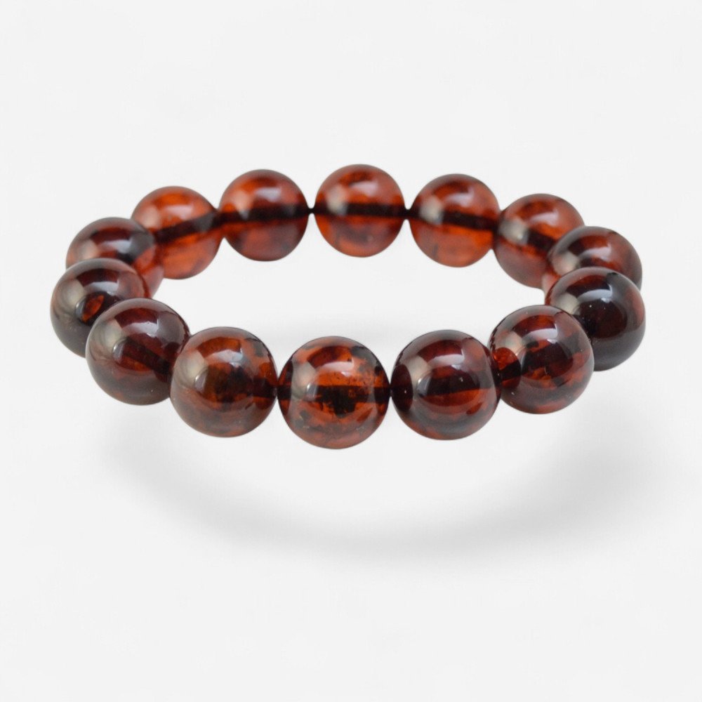 Modified Baltic amber bracelet Anniversary gift 13mm-Amber bracelets-Home