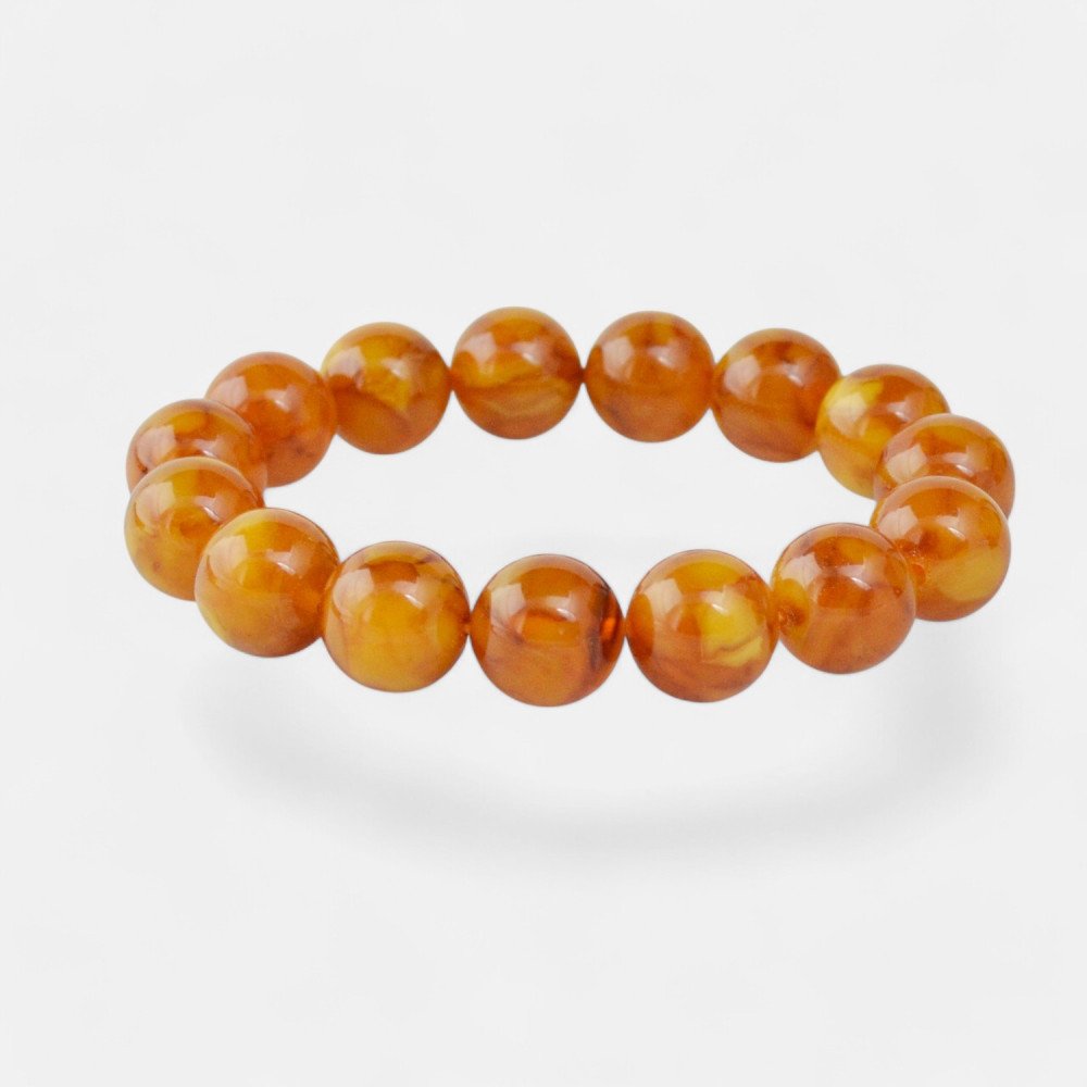 Pressed amber bracelet 13mm Beads - Gift for Mom-Amber bracelets-Home