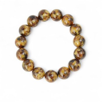 Pressed brown amber bracelet 13 mm Anniversary Gift-Amber bracelets-Home