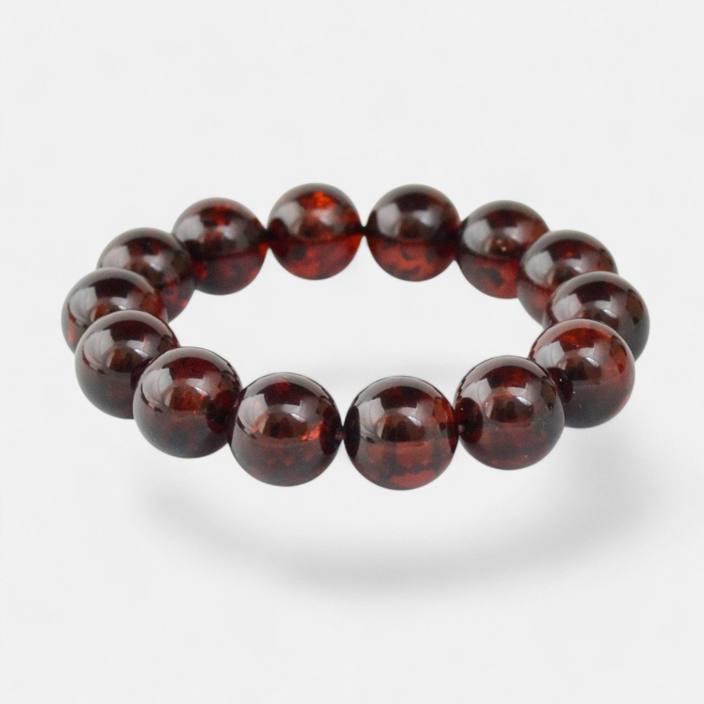 Round amber bracelet pressed amber balls - Birthday gift-Amber bracelets-Home