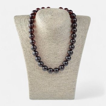 14mm pressed amber necklace for Adults Unisex gift-Amber necklaces-Home