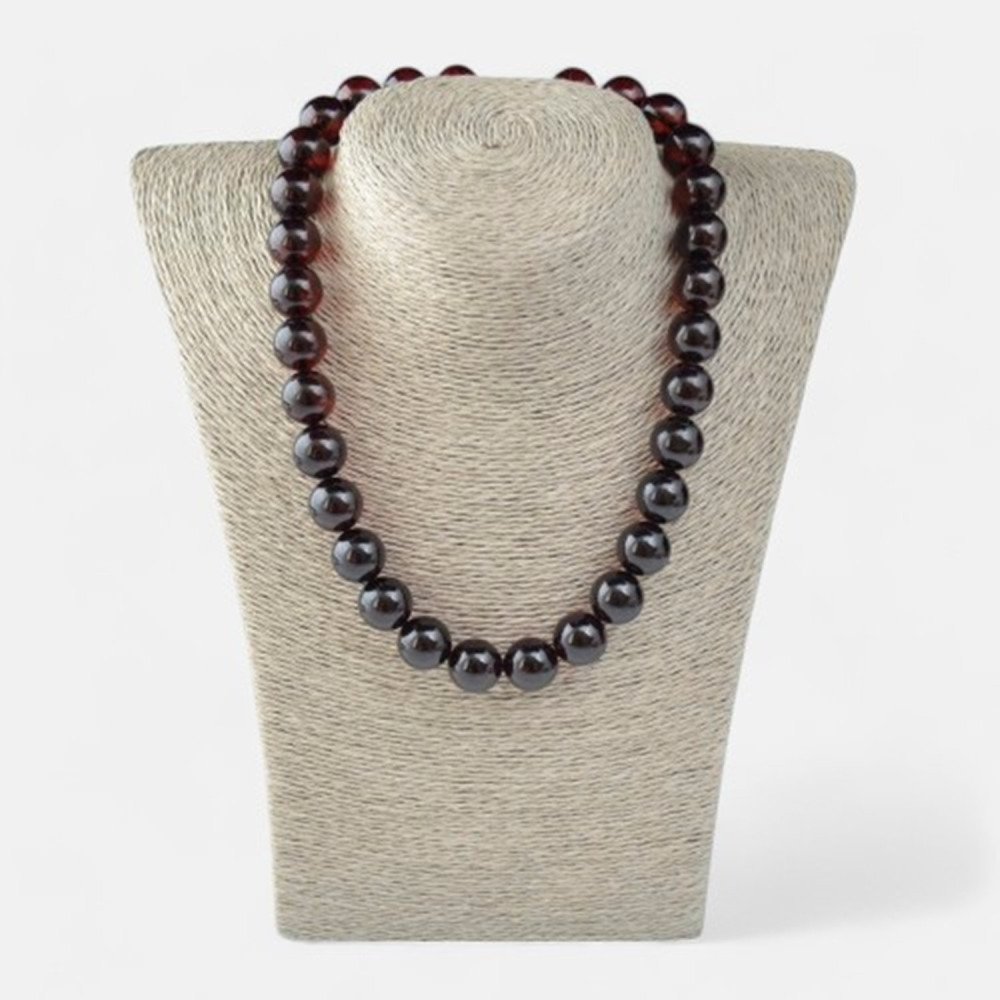 14mm pressed amber necklace for Adults Unisex gift-Amber necklaces-Home