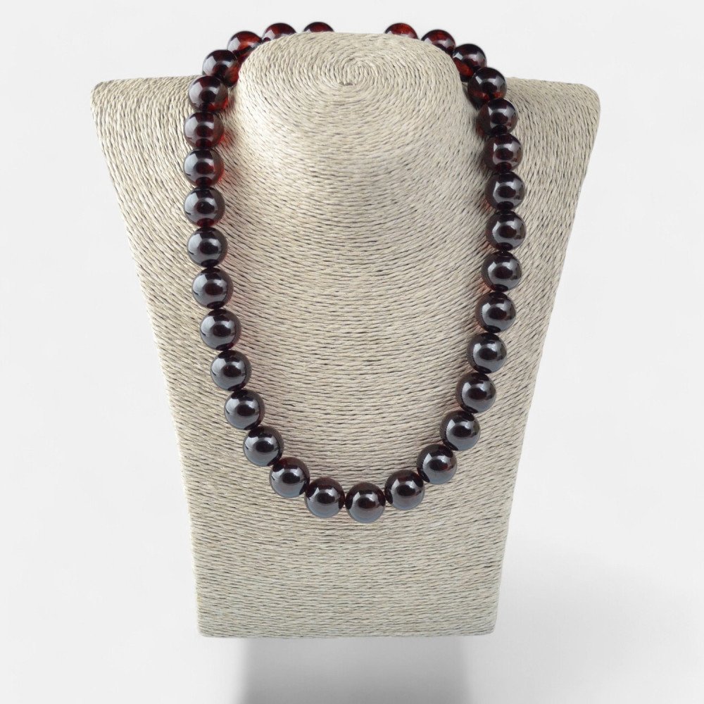 15mm pressed amber necklace gift idea for adults-Amber necklaces-Home