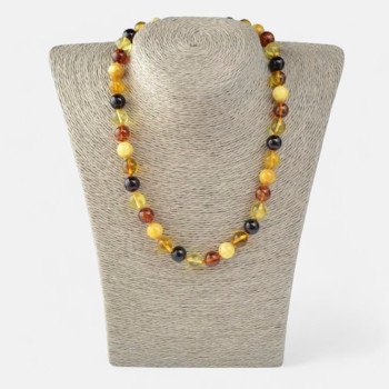 Multicolor pressed amber necklace 10mm For Adults-Amber necklaces-Home