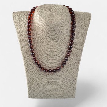 Pressed 10mm amber necklace for adults gift idea-Amber necklaces-Home