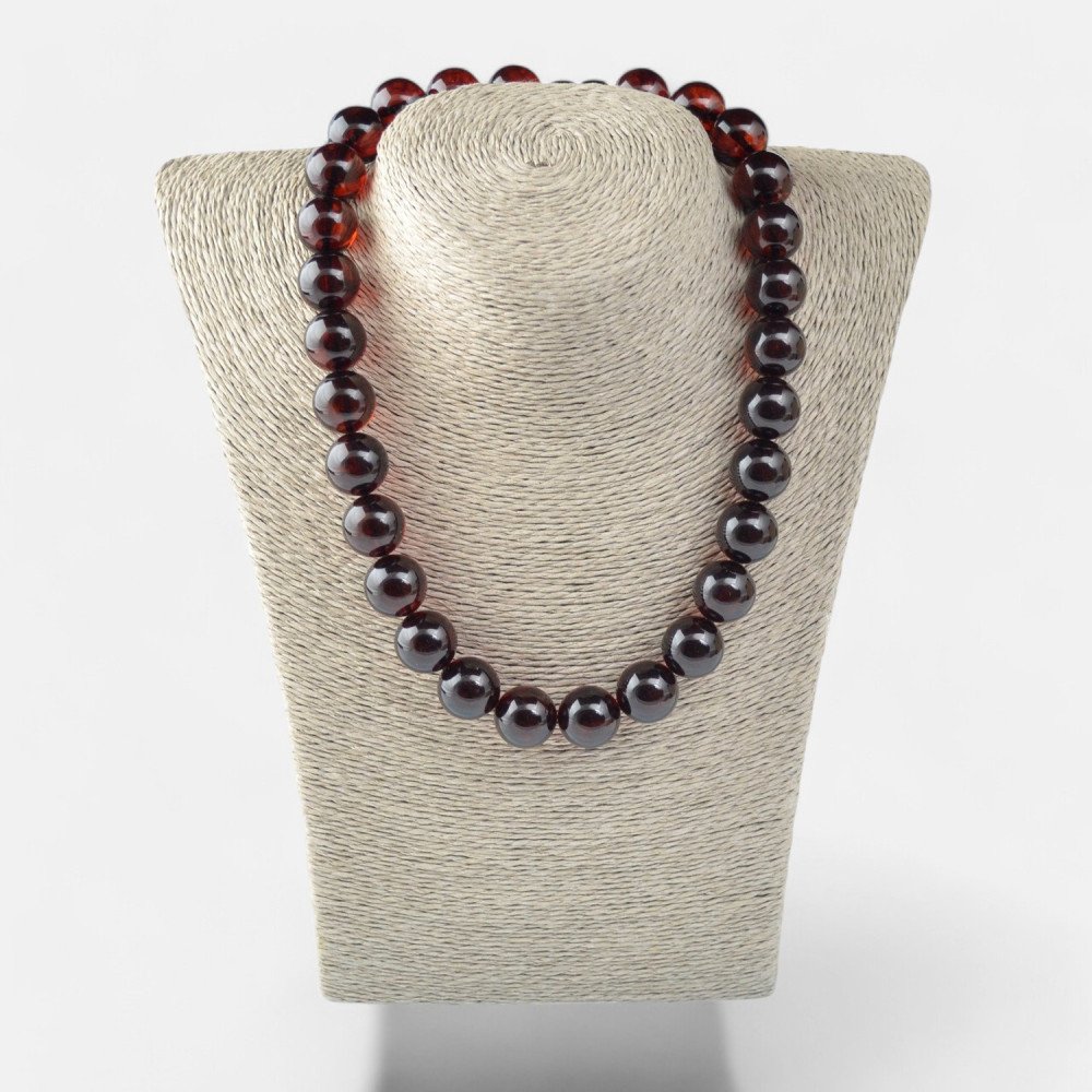 Pressed adults amber necklace 15 mm - Gift idea-Amber necklaces-Home