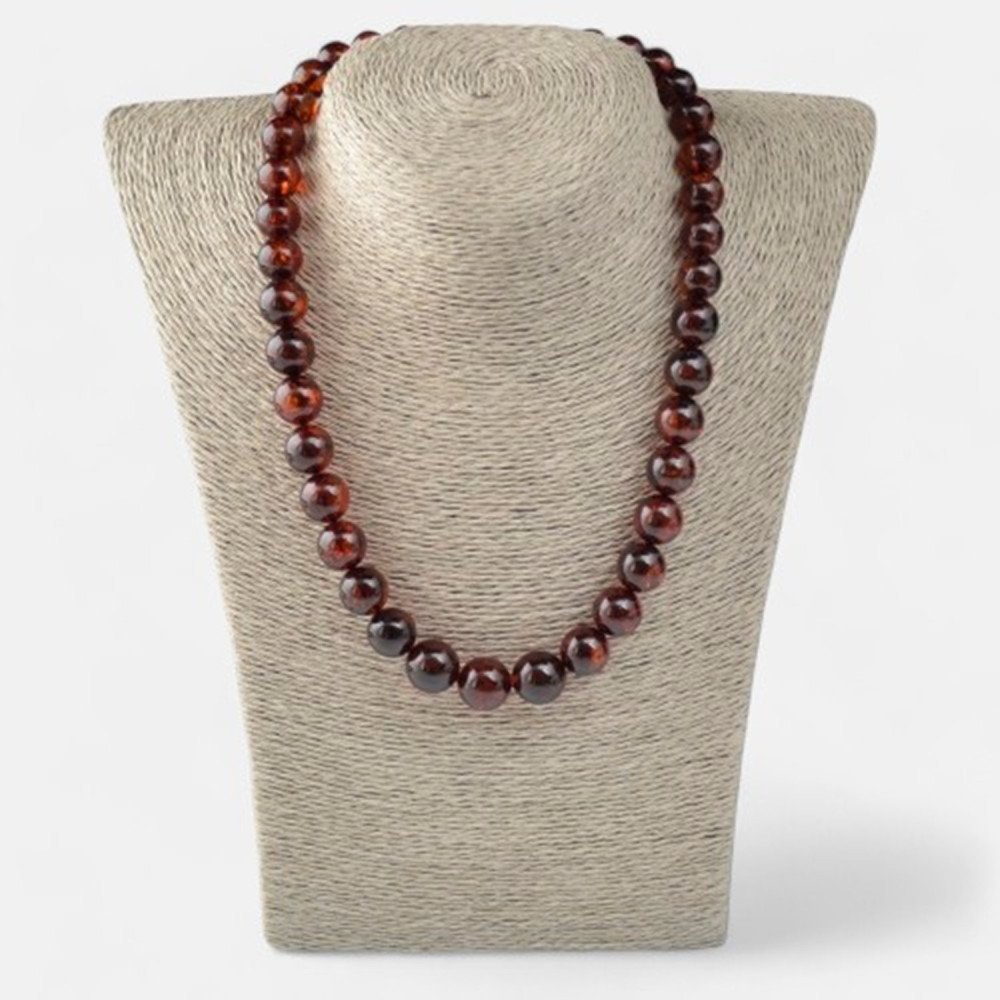 Birthday gift: Pressed amber necklace 10 to 13mm beads-Amber necklaces-Home