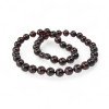 Pressed amber necklace 9 mm beads Dark cherry-Amber necklaces-Home