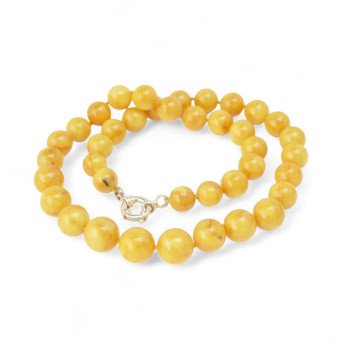 Pressed amber necklace butter color 48 cm long-Amber necklaces-Home