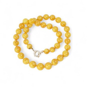 Pressed amber necklace butter color 48 cm long-Amber necklaces-Home
