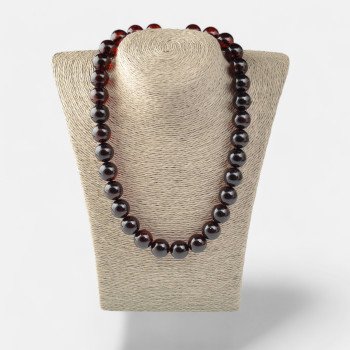 Pressed amber necklace for adults Cherry 15mm-Amber necklaces-Home