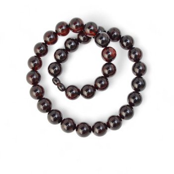 Pressed amber necklace for adults Cherry 15mm-Amber necklaces-Home
