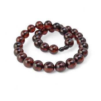 Pressed amber necklace for women 15 mm beads-Amber necklaces-Home