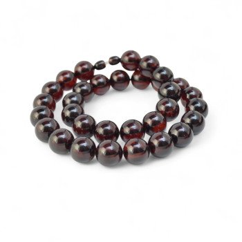 Pressed amber necklace round beads 15mm-Amber necklaces-Home