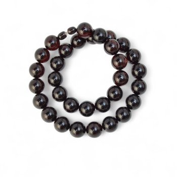 Pressed amber necklace round beads 15mm-Amber necklaces-Home