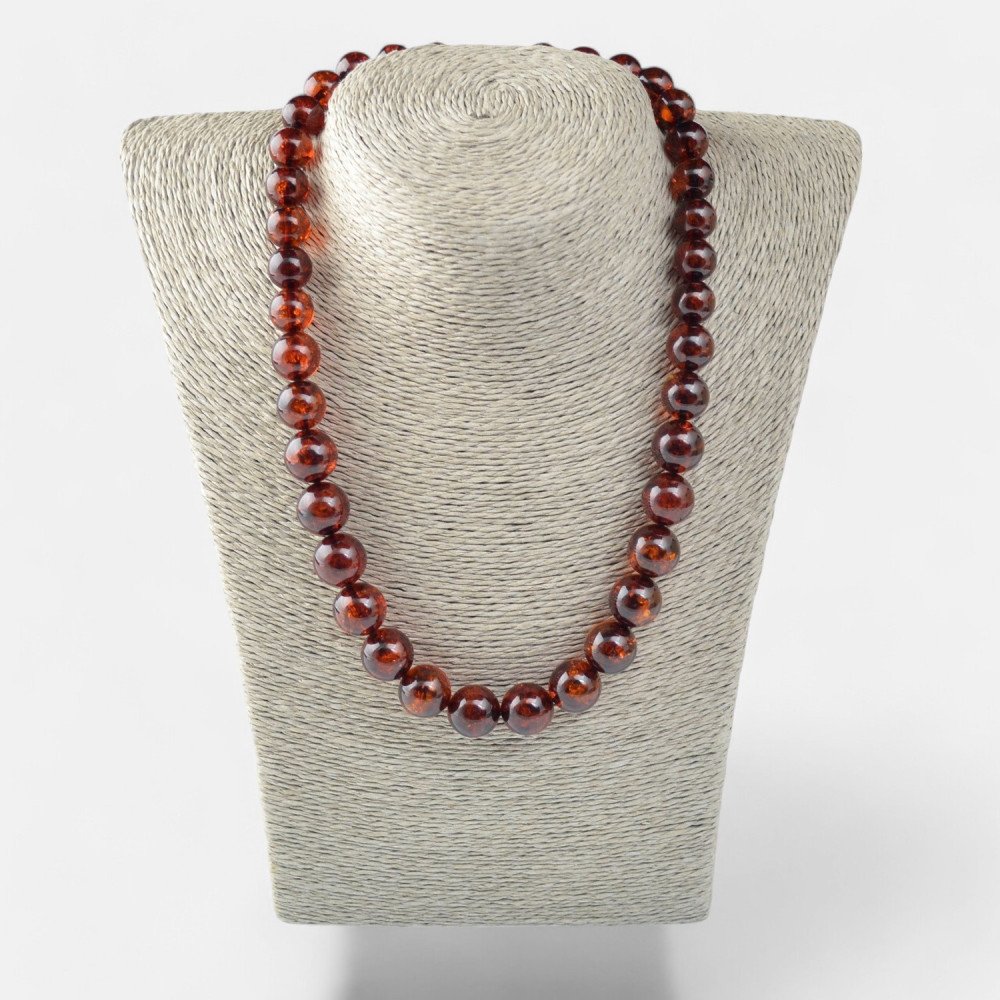 Pressed amber necklace with modified Baltic amber-Amber necklaces-Home